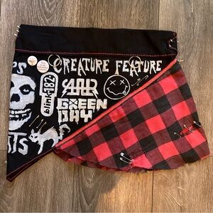 Hand sewn/painted Asymmetric Punk Mini Skirt